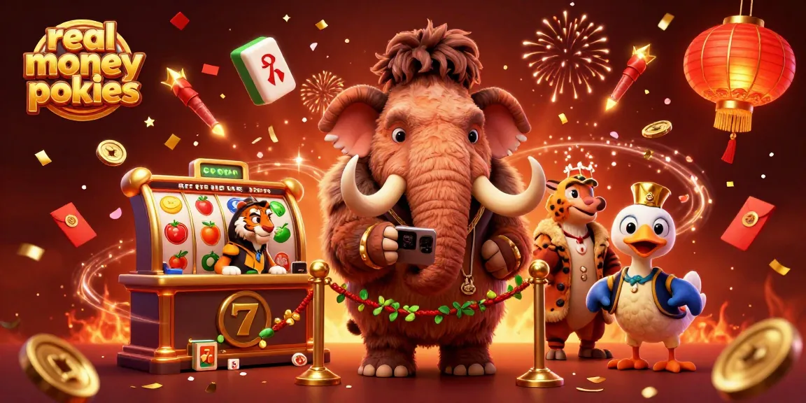 Experience real money online pokies with a whimsical plush scene of casino characters.